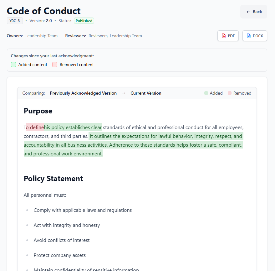 Policy Acknowledgement